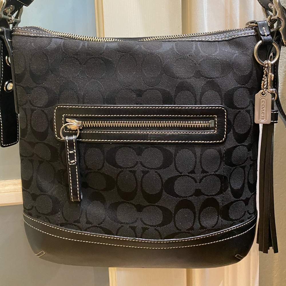 Coach Signature Jacquard Black Crossbody Bag